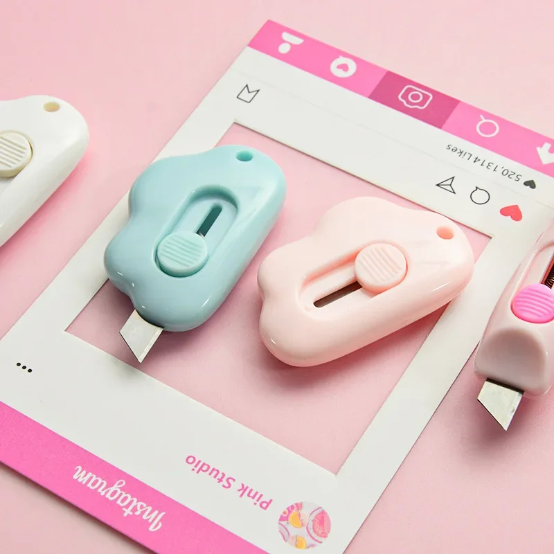 Mini Rabbit Cartoon Portable Utility Knife Cloud Stretch Paper Cutter Box Opener Letter Opener Office School Stationery Supplies