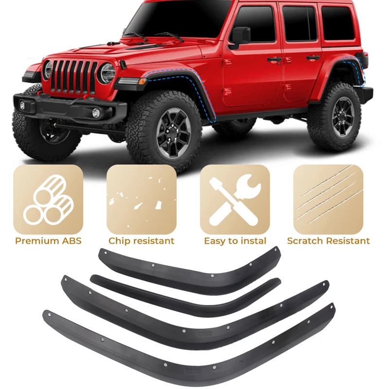 For Jeep Wrangler JL 2018+ 2021 2022 2023 Car Front Rear Mudguard Low Fender Splash Protector Protective Guards Flares Mudflaps