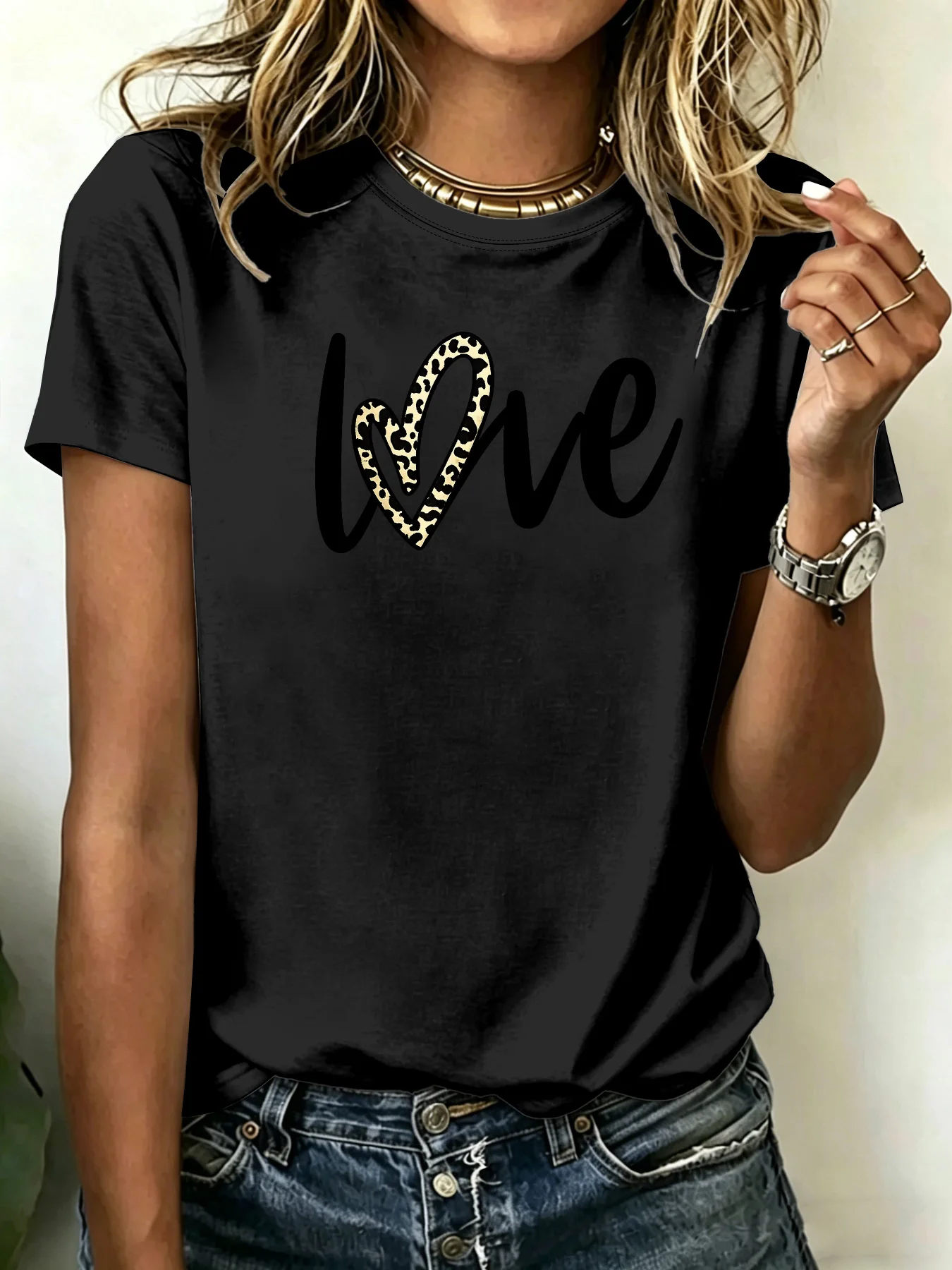 

Ladies Plus Size T-shirts, Short-sleeved Printed Tops, Loose and Casual, Soft, Comfortable and Breathable, for Leisure and Sport