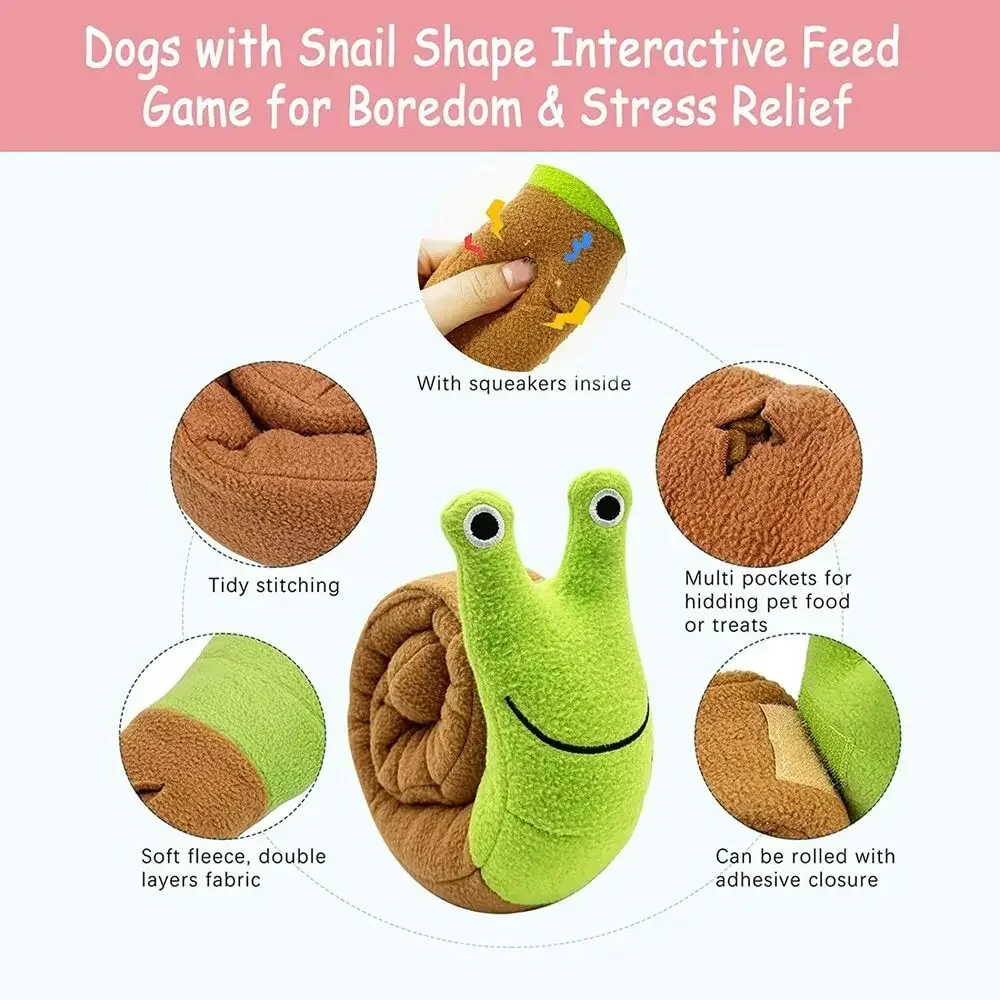 Dog Squeak Toys Pet Sniffing Plush Snails Toys Tibetan Food Molar Puzzle Dog Toys Interactive Dog Puzzle Toy Feeder Pet Supply