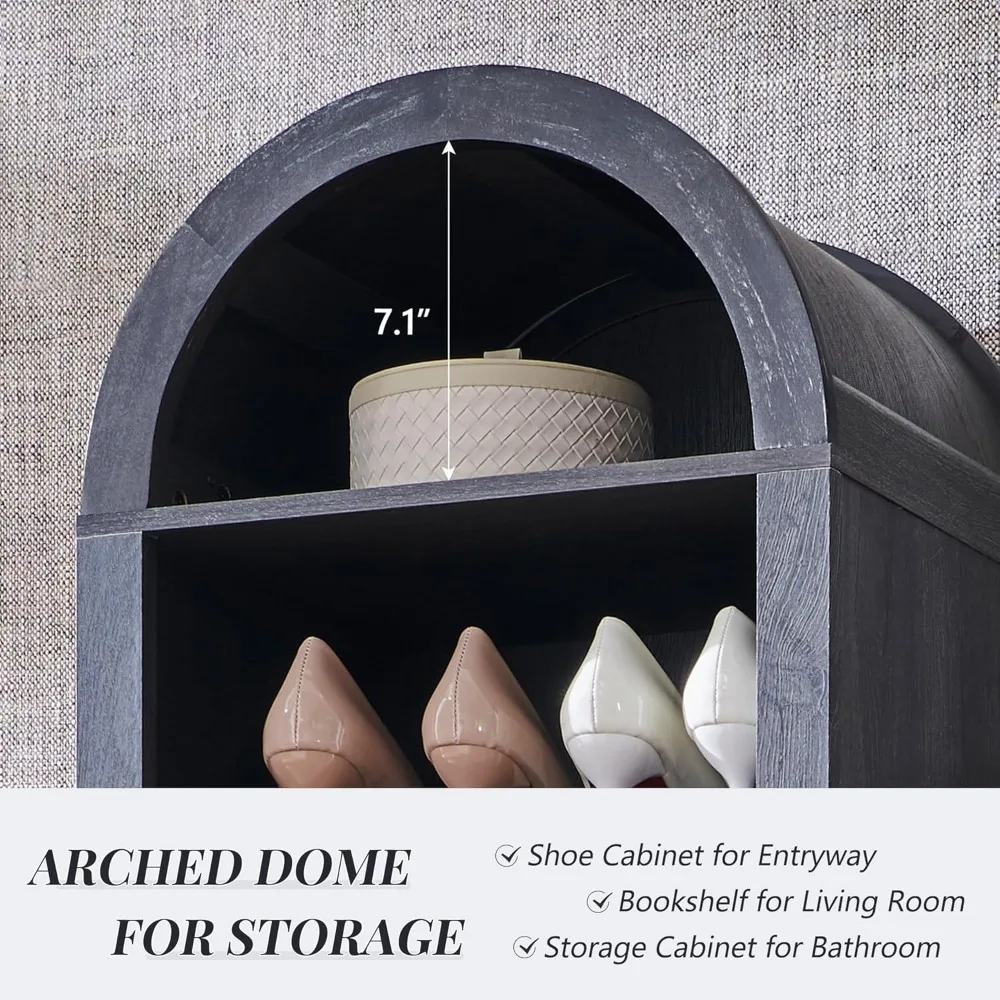 رف أحذية خشبي مقوس مكون من 8 طبقات و16 زوجًا مع أرفف قابلة للتعديل ورفوف خزانة قائمة بذاتها