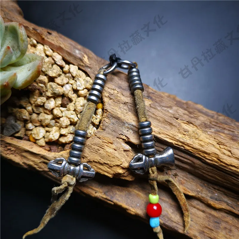 Gandhanra Handmade Tibetan Buddhist Mala Bead Counters for Prayer Bead Necklace,Pendant with Phurba Kartika,Made of Cold Iron