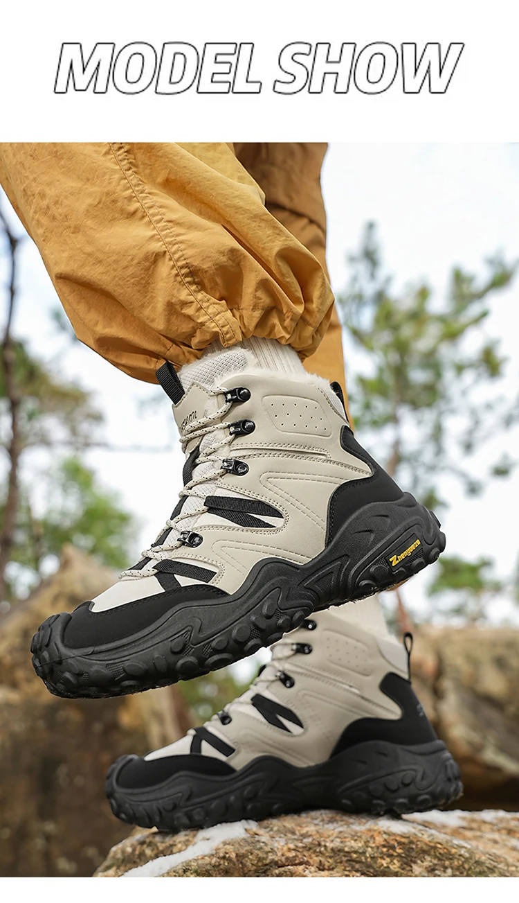 Herbst- und Winter-Herren-High-Top-Schuhe in Übergröße, Outdoor-Fleece-gefütterte Warme Schneesportschuhe, mit Komfortablem und Hautfreundlichem Futter, Hervorragender Griffigkeit, Geeignet für Outdoor-Aktivitäten und den Täglichen Arbeitsweg – Detail 9