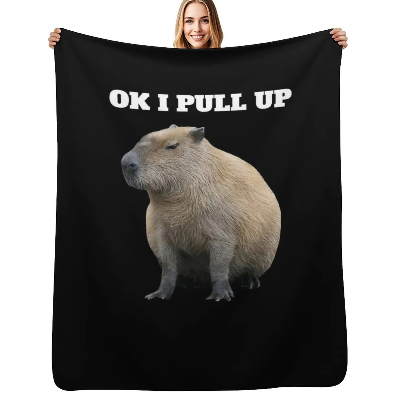 Ok I Pull Up Capybara Throw Blanket Cozy Throw Blanket Birthday Gift for Him Her