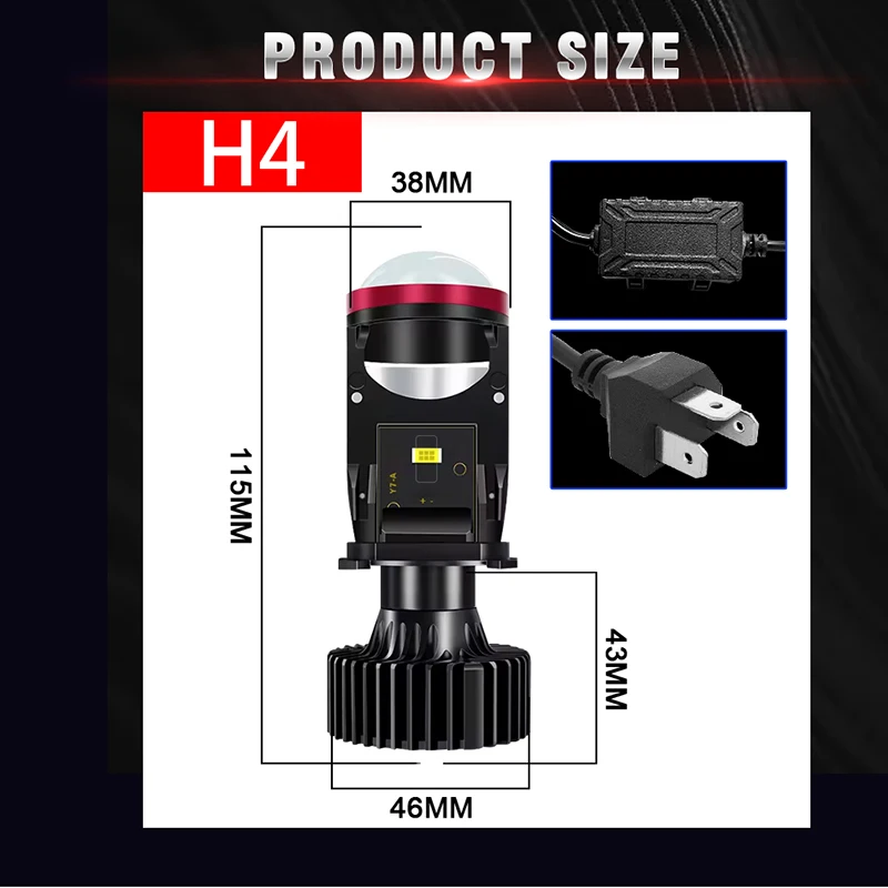 H4 LED RHD Right Hand Drive H4 LED Projector Mini Car Headlight Bulbs Hi/Low Beam Auto 90W H4 LED Turbo Lamps For Motorcycle 12V - view 6