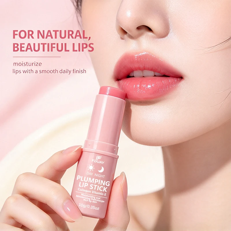 FDUAY Plumping Lip Stick Enriched with Collagen and Vitamin E, Deeply Nourish Dry Lips, Long Lasting Hydrating Lip Balm for Day