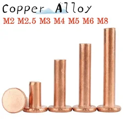 2-100pcs M2 M2.5 M3 M4 M5 M6 M8 Copper Alloy Impact Type GB109 Flat Head Purple Copper Rivet Round Head Copper Flat Head Rivet