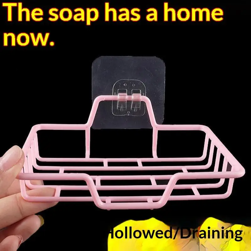 Wall Mounted Drainage Soap Holder Strong Suction Cup Bathroom Storage Rack Adhesive Drying Organizer For Shower Room