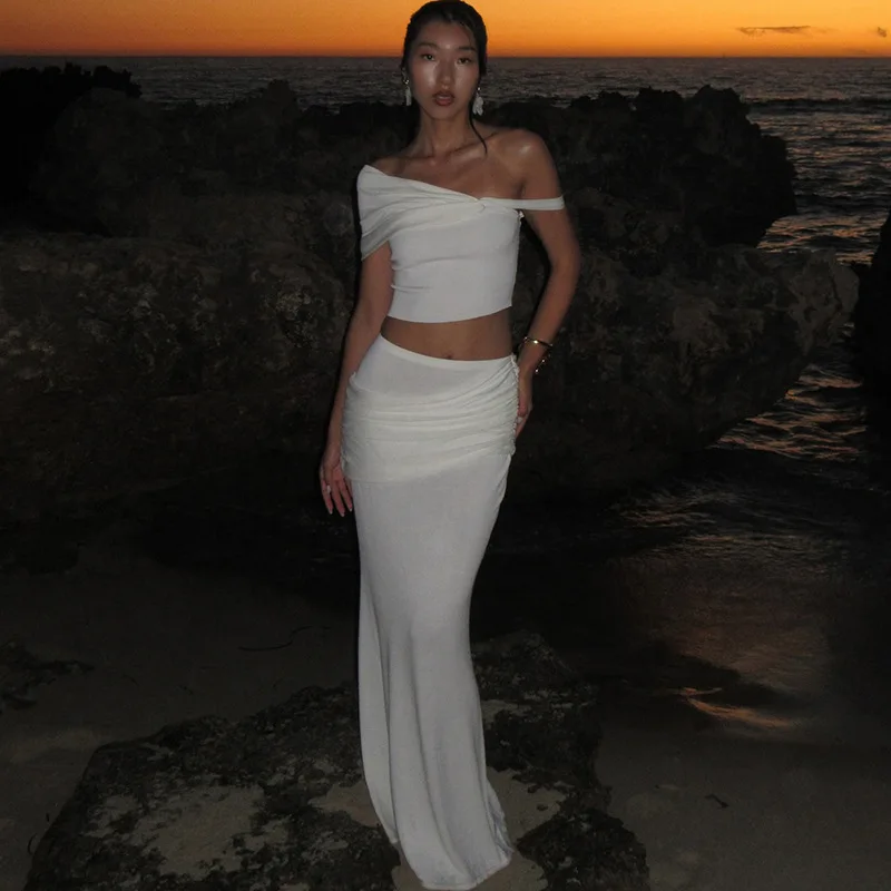 

2025 Holiday Women Two-piece Suits, Beach Sleeveless Tank Top and Long Dress Sets