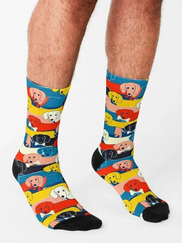 COLORED CUTE DOGS PATTERN 2 Socks Lots Hiking boots anime cotton Socks For Man Women's