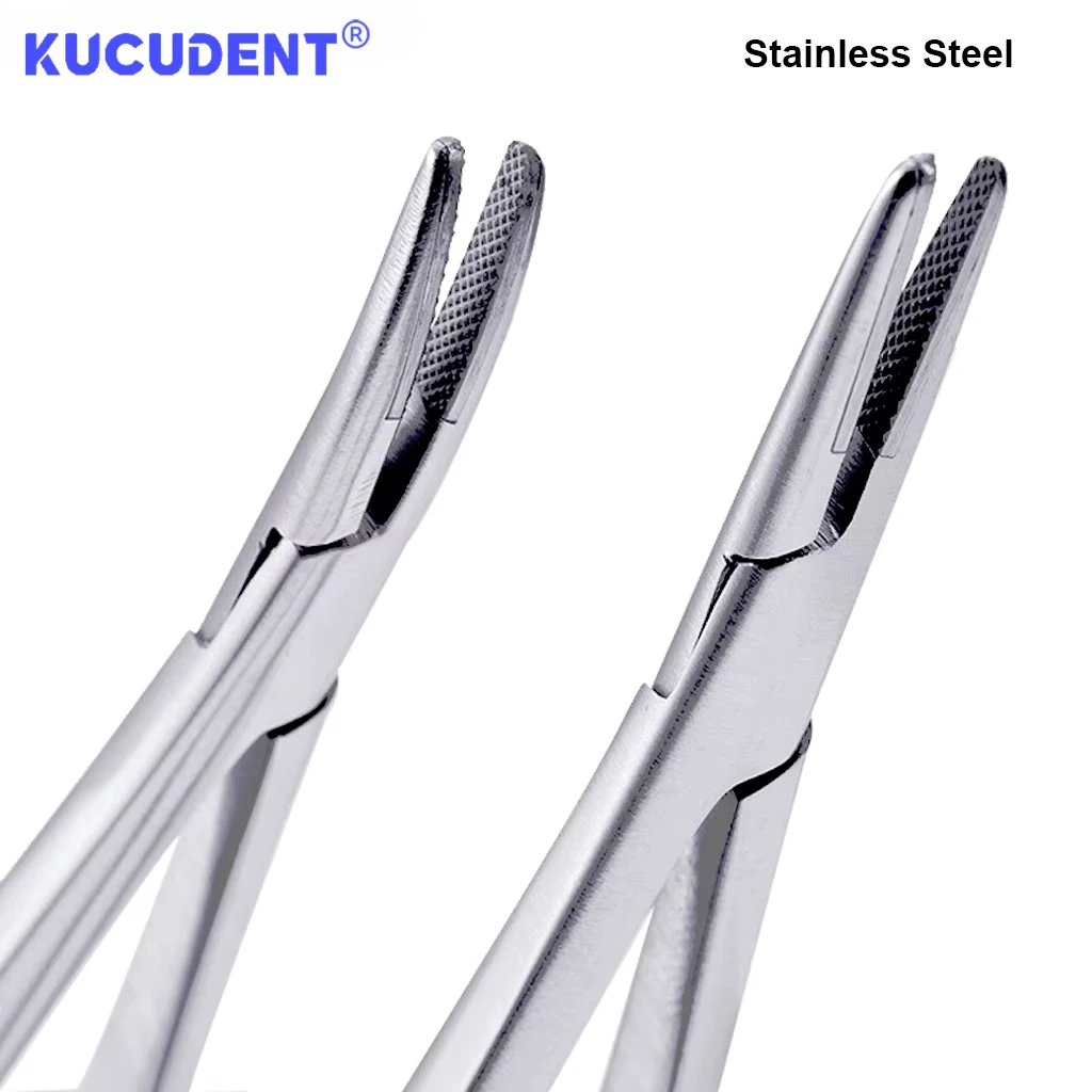 Dental Castroviejo Needle Holders with Lock Holding Forceps Straight/Curved Matrix Bands Placement Tweezer Dentist Material Tool