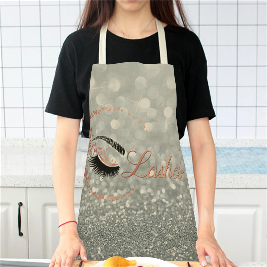 Eyebrows Style Chef Apron Cleaning Pinafore Cooking Apron Makeup Pattern Sleeveless Cotton Linen Aprons Home Custom Aprons Bib