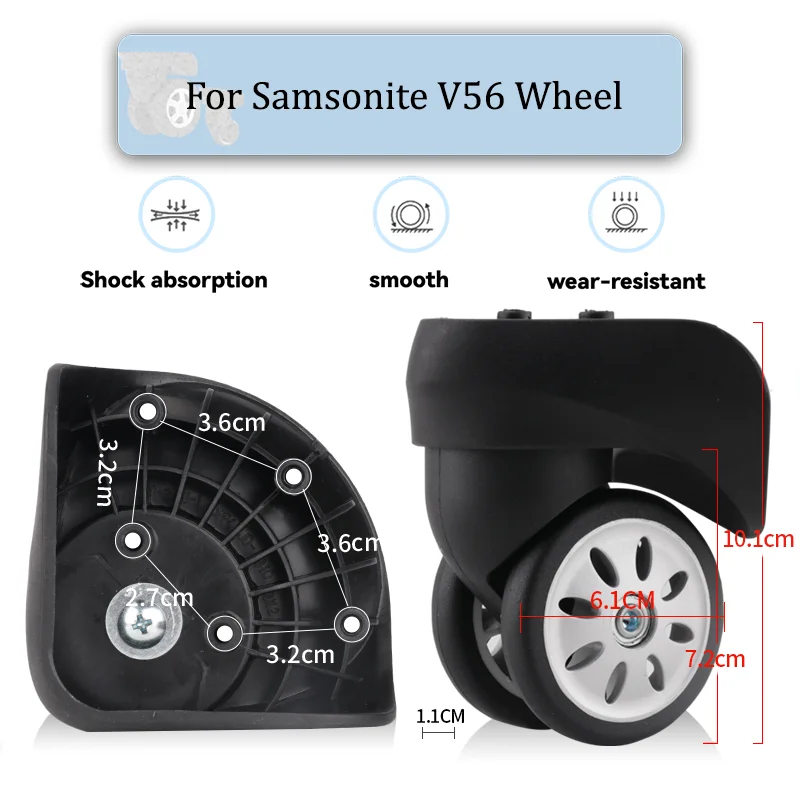 

For Samsonite V56 Universal Wheel Replacement Suitcase Rotating Smooth Silent Shock Absorbing Wheel Accessories Wheels Casters