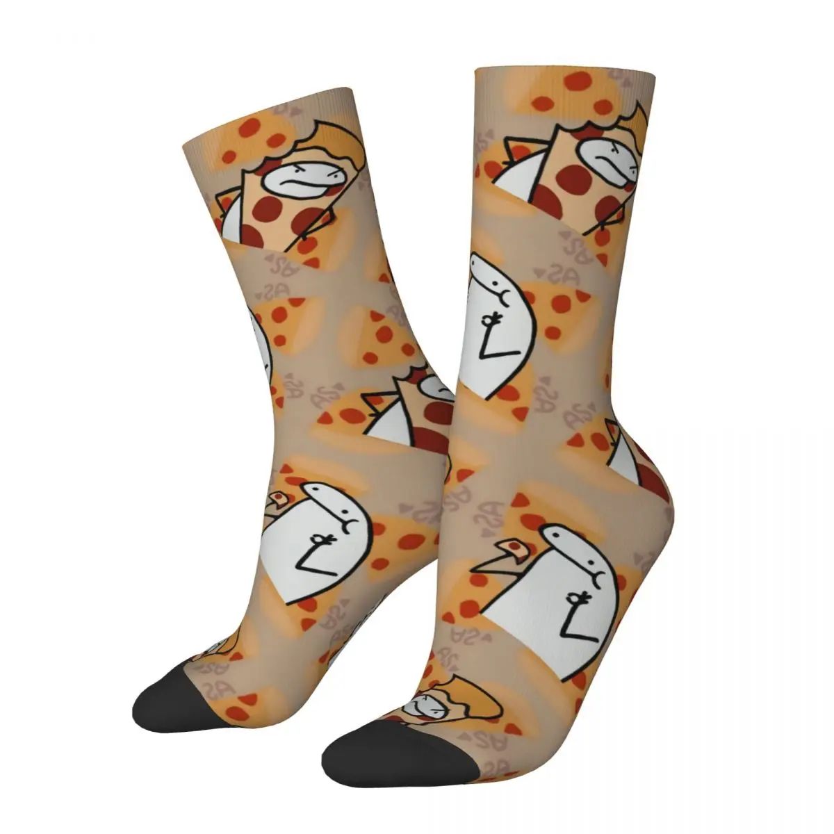 

Cartoon Pizza Harajuku Socks Yellow Funny Socks Unisex 3D Print Mens Socks Innovatively Middle Tube Harajuku Sock