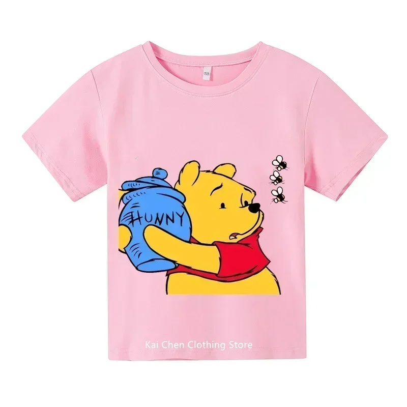 Winnie Pooh Cute Children Tracksuit Summer Clothing Cartoon Fashion Baby Boys Short Sleeved Suit T-shirt