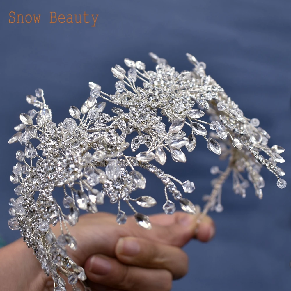 

DZ096 Elegant Wedding Hair Accessories Rhinestone Bridal Tiara Crown Bridesmaid Tiara Silver Party Headpieces Head Jewelry