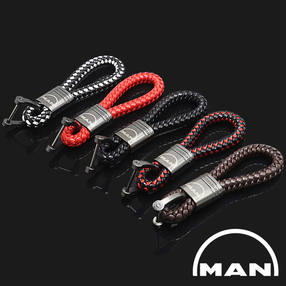 LQY car Leather Rope KeyChain Leather braided rope  For MAN TGX TGM TGA TGS TGE accessories