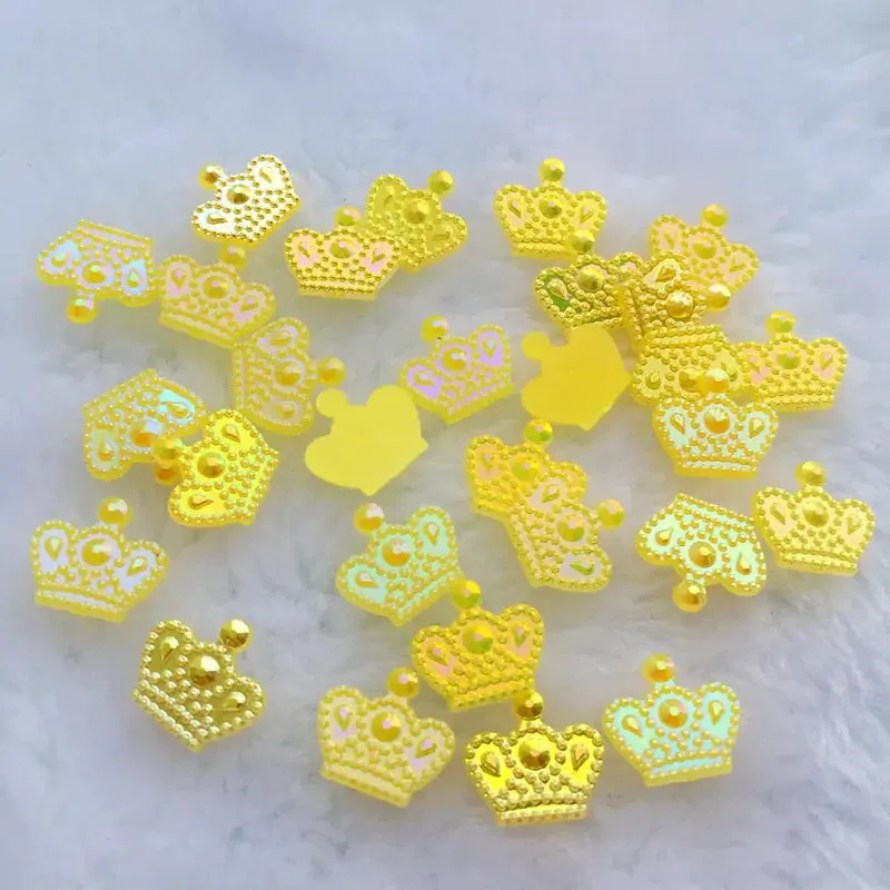 DIY Crown accessories 180pcs/lot 12mm Kawaii Acryl Crown colorful acryl rhinestone cabochons accessories -HA89