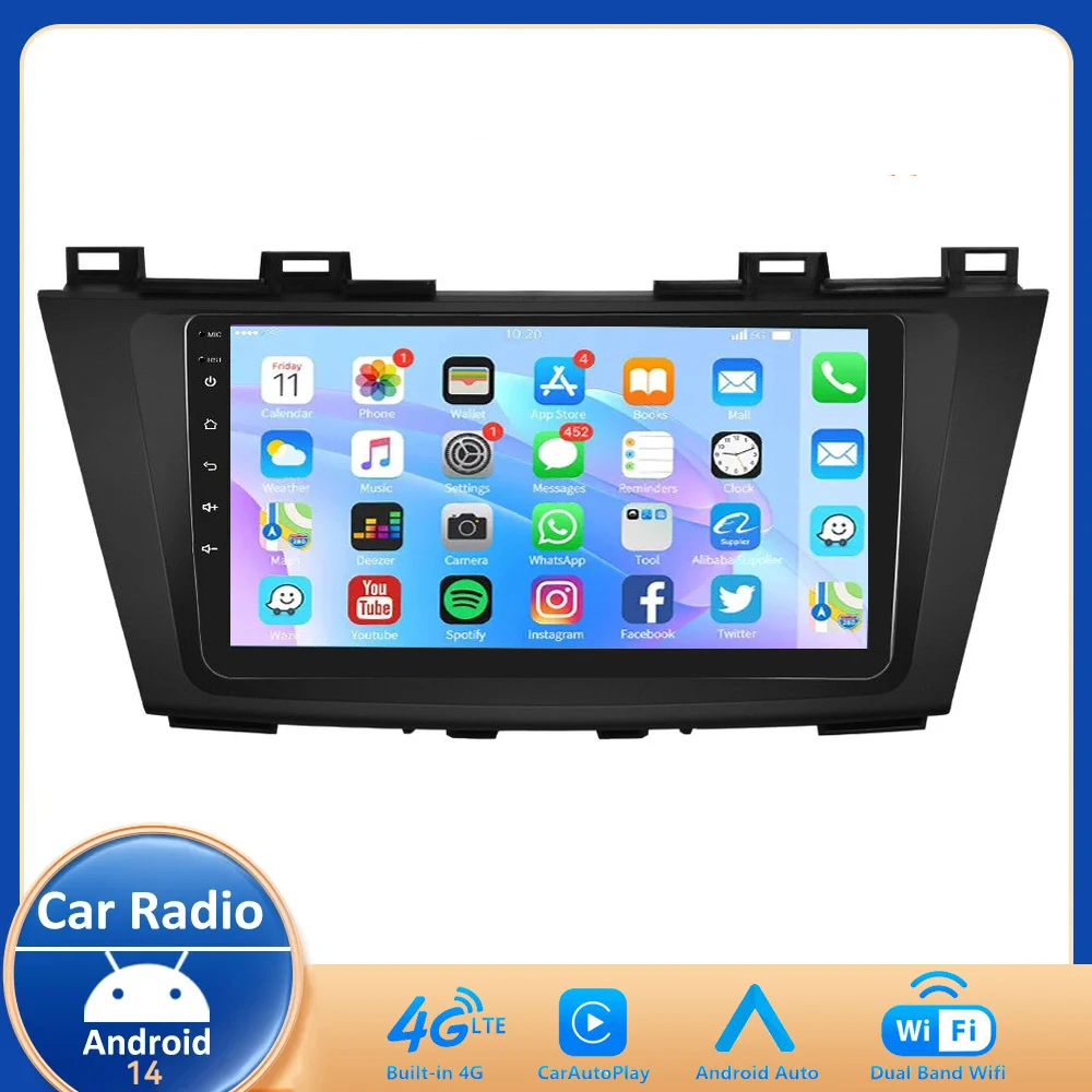 Android 14.0 Car Radio For Mazda 5 CW 2011 - 2015 Multimedia Stereo Video Player Navigation GPS Wireless Carplay 4G WIFI Auto