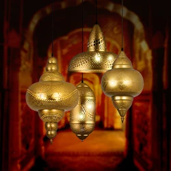 Bohemian Vintage Iron Hollowing Out Carving Chandelier Lights Home Decoration Living Room Dining Room Ceiling LED Pendant Lamps