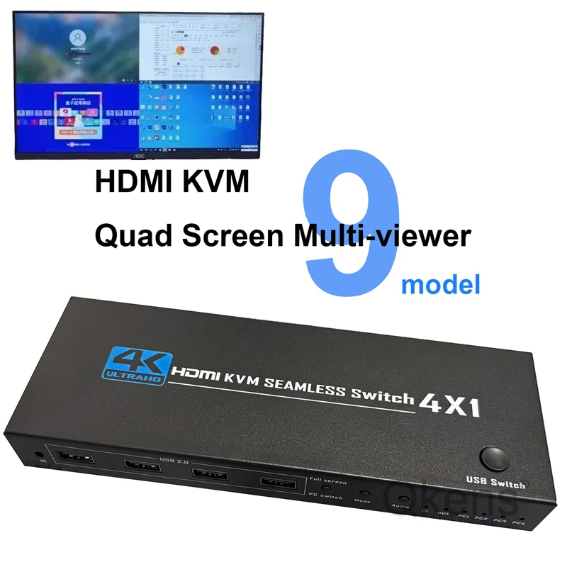 4-in-1-out-seamless-switch-hdmi-kvm-multiviewer-4k-4x1-quad-screen-hdmi-multi-viewer-4-laptop-pc-share-keyboard-mouse-9-modes