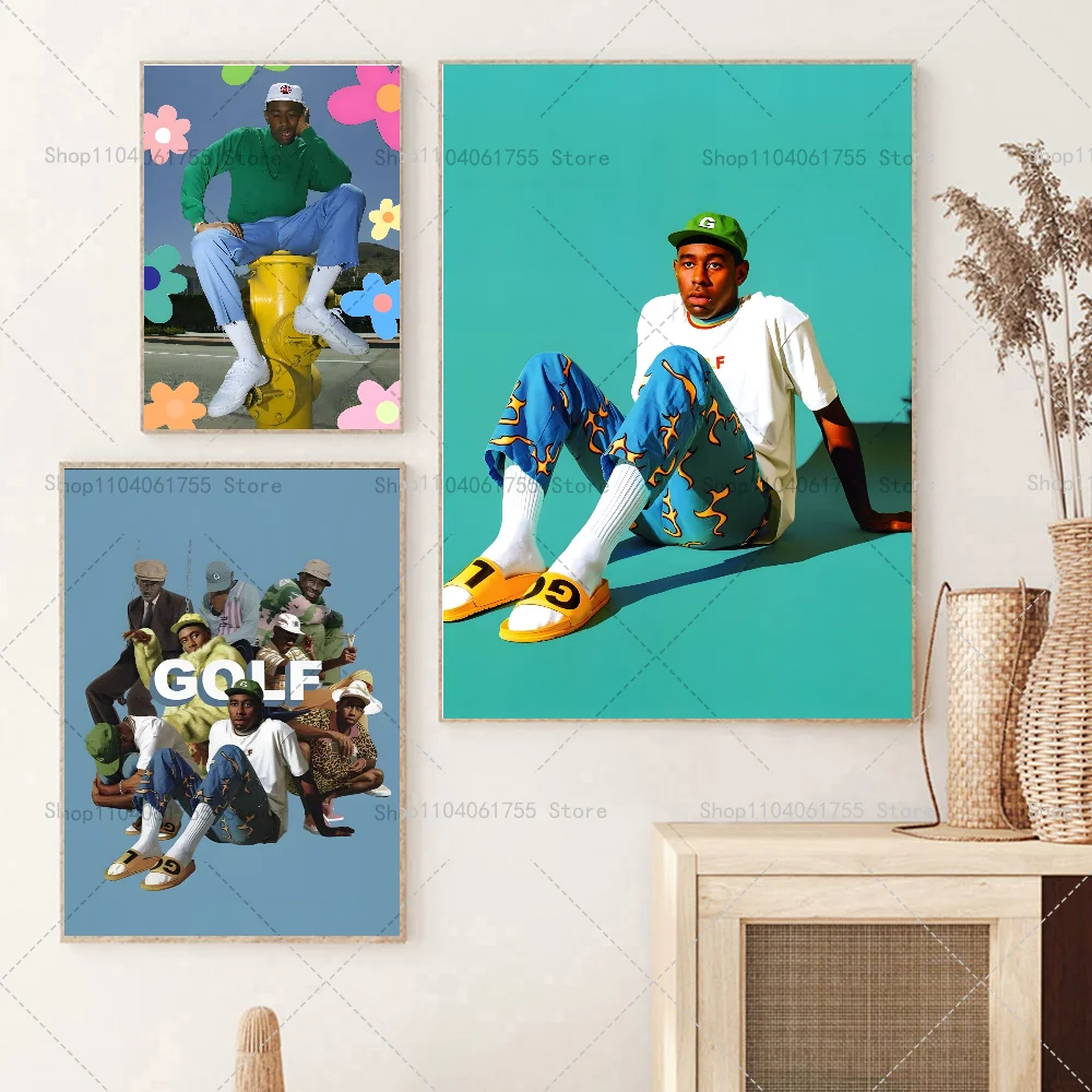 1PC Rapper Tyler The Creator Poster Self-adhesive Art Waterproof Paper Sticker Coffee House Bar Room Wall Decor