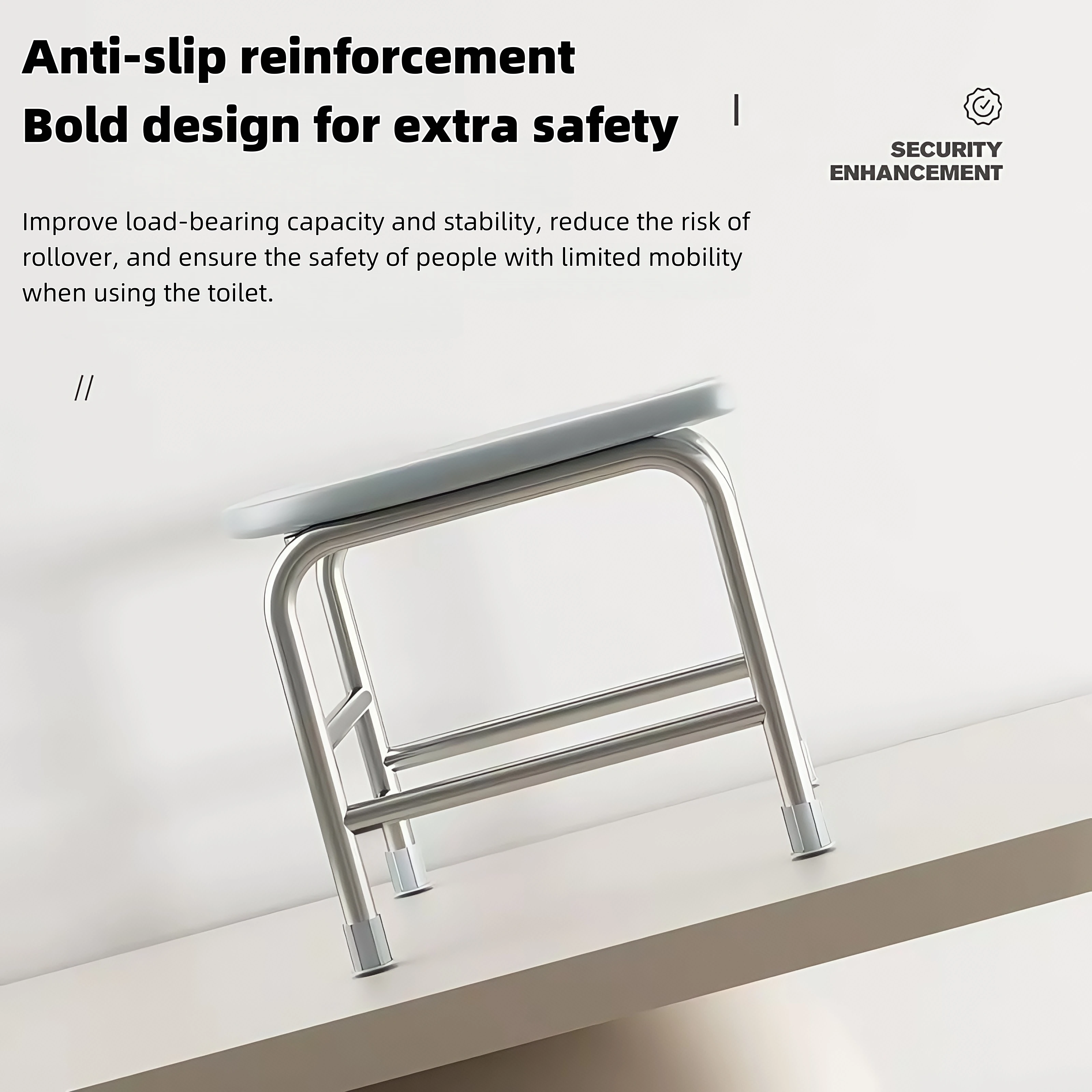 1 كرسي مرحاض على شكل حرف U، مصنوع من الفولاذ المقاوم للصدأ، قدرة تحمل عالية، سهل التخزين، سهل التنظيف، مناسب لكبار السن والحوامل، كرسي قرفصاء للمرحاض، يمكن استخدام كرسي استحمام