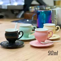 90ml European Ceramic Coffee Cups Turkish Espresso Cups With Saucers Ceramic Cup Set For Kitchen Party Drink Ware Arab Style Cup