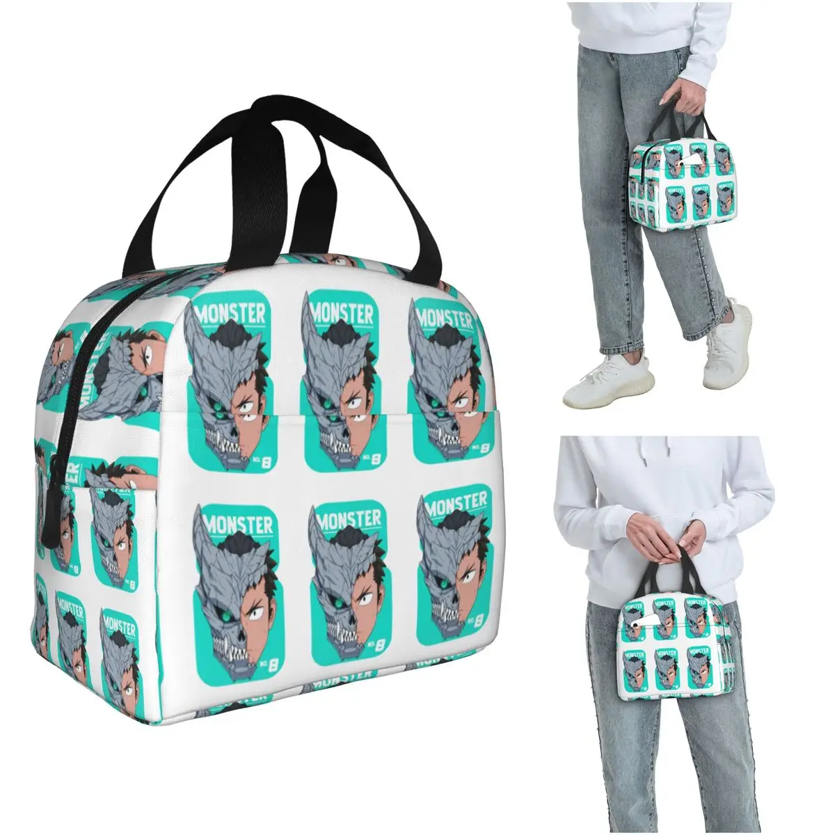 Kaiju Nr. 8 Monster Sweeper Inc. Isolierte Lunchtasche für Damen und Kinder, tragbare Lebensmittelboxen, Thermo-Lunchbox-Tragetasche