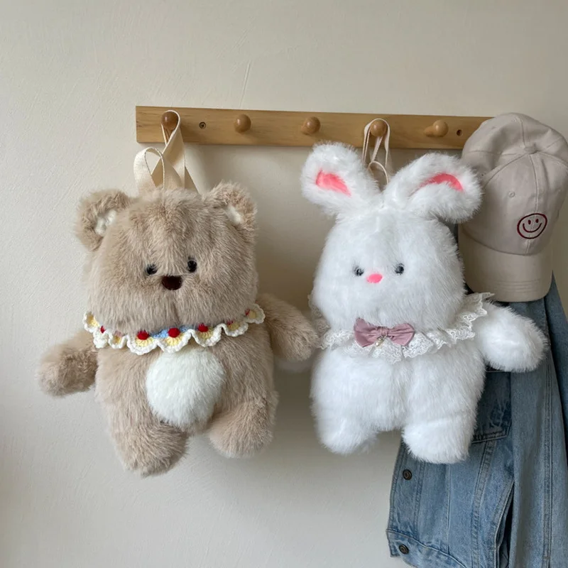 Sac à dos ours en peluche mignon, poupée au design de thé au lait, sac à bandoulière doux pour filles, paquet d'animaux de dessin animé