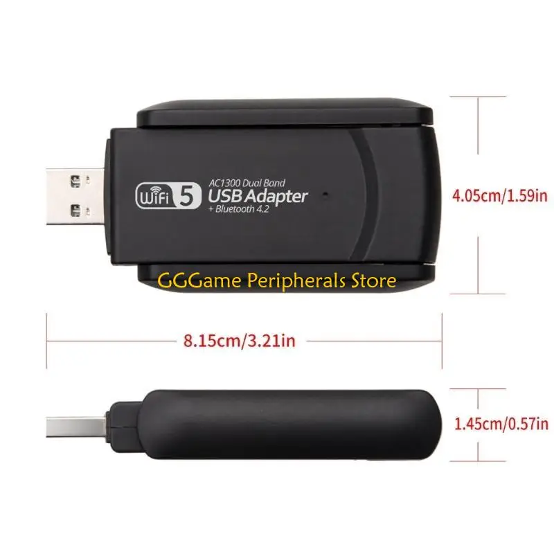 U55B 1300Mbps 2.4G+5Ghz بطاقة الشبكة اللاسلكية USB Bluetoothcompatible+Wifi 2 في 1