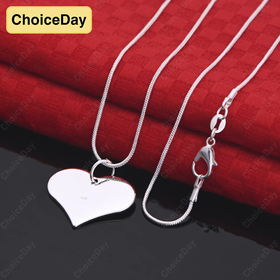 

ChoiceDay Fashion 925 Sterling Silver Exquisite Heart Pendant Necklace Women's Temperament Jewelry Gift Party Accessories
