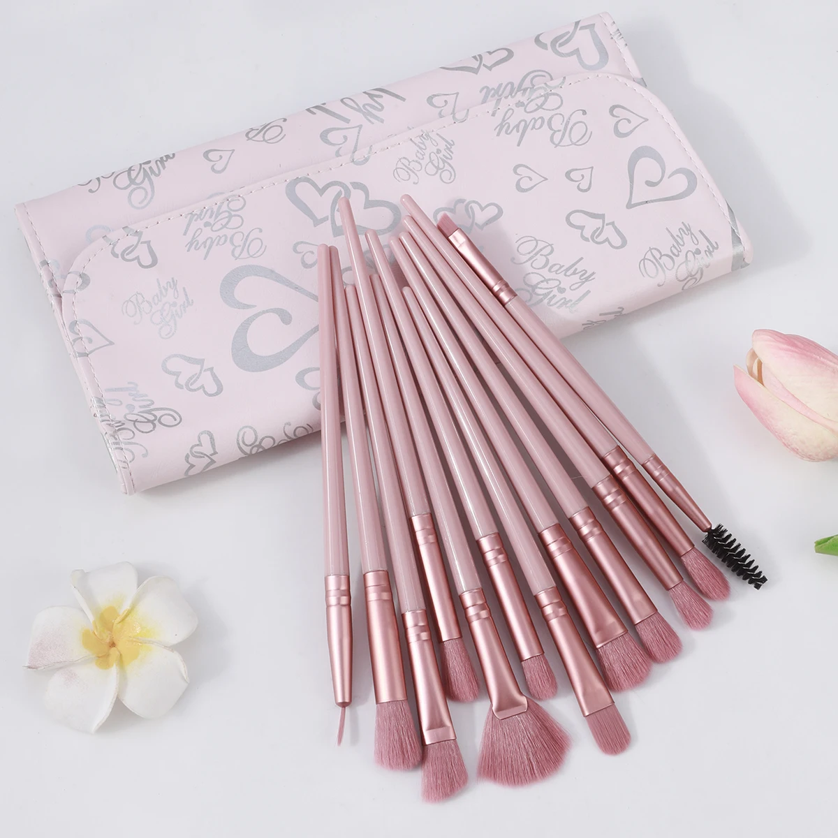 12メイクブラシセット目アイシャドウブラシアイライナーブラシ眉毛ブラシブレンディングブラシファンブラシメイクアップツール