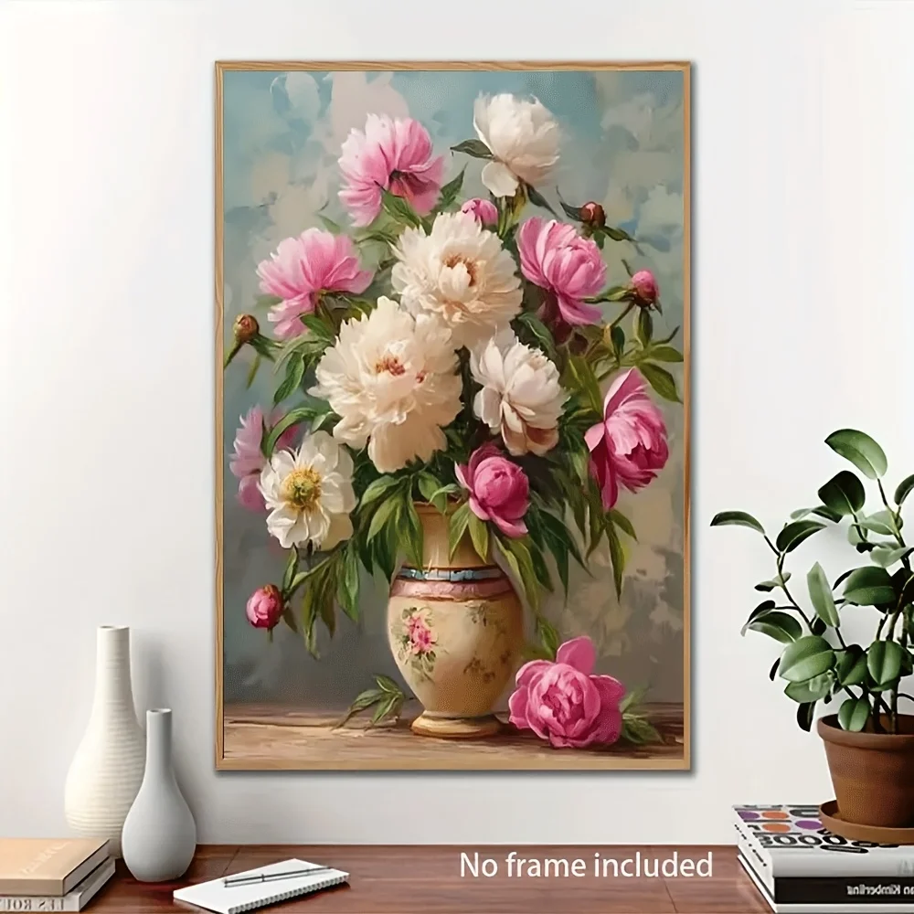 ملصق فني جميل من قماش الفاوانيا - ديكور حائط بدون إطار لغرفة المعيشة وغرفة النوم والمكتب