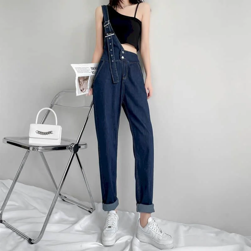 

Denim Jumpsuits for Women Oversized Playsuit Denim Pants Loose High Waist Straight pants Overalls for Women Clothes One piece