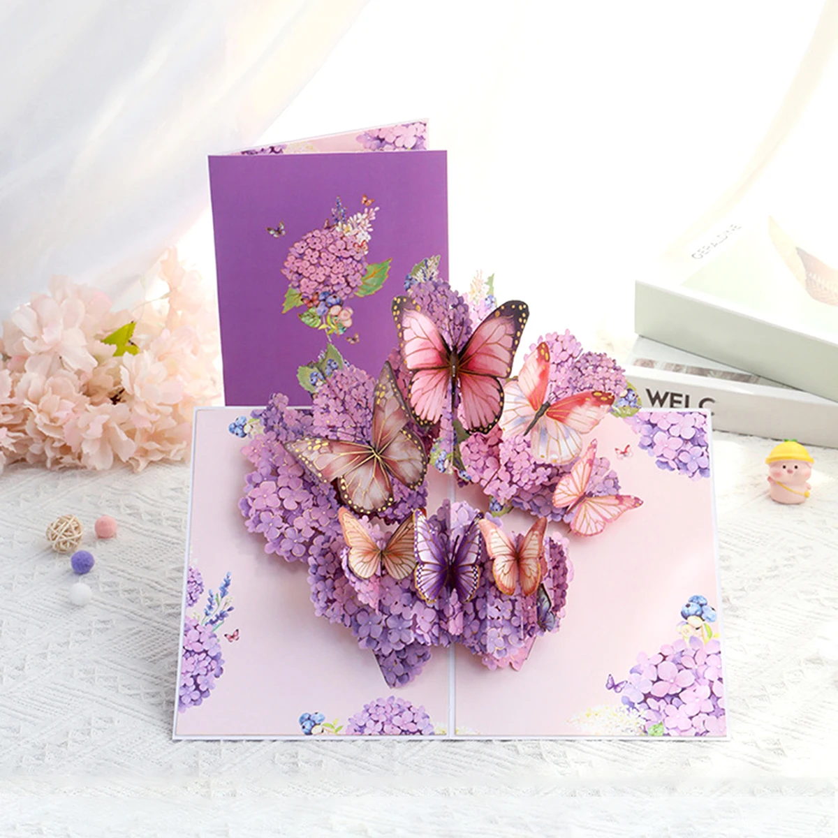 

3D-открытка с цветами и бабочками из фольги, ручная работа, вырезанная из бумаги, с пожеланиями для мамы, включает конверт, подарок на День матери