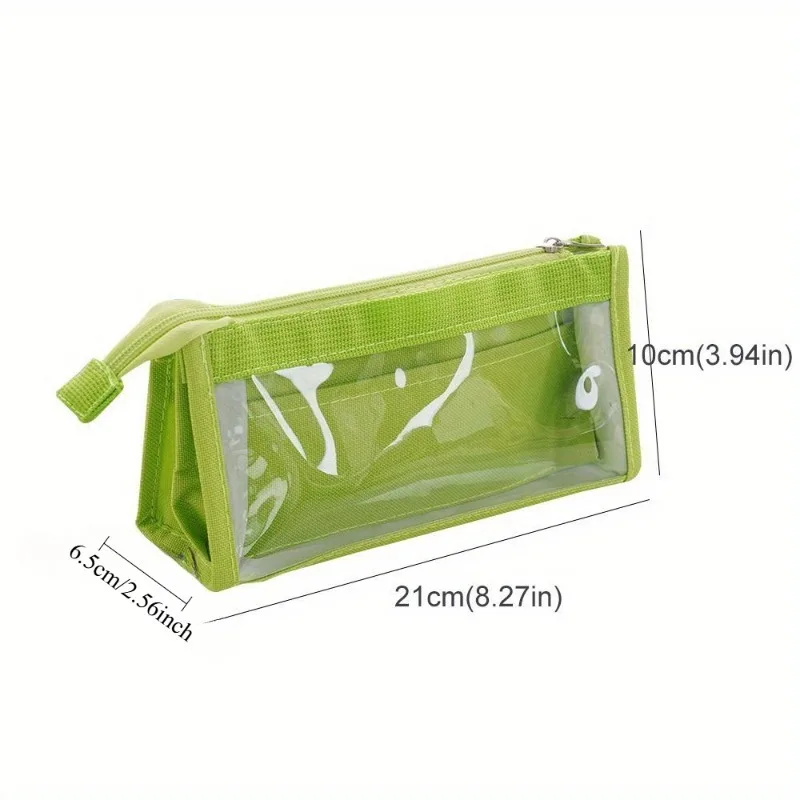 1pc Large Capacity Transparent Pencil Case, Waterproof Mesh & PVC School Supply Organizer for Students