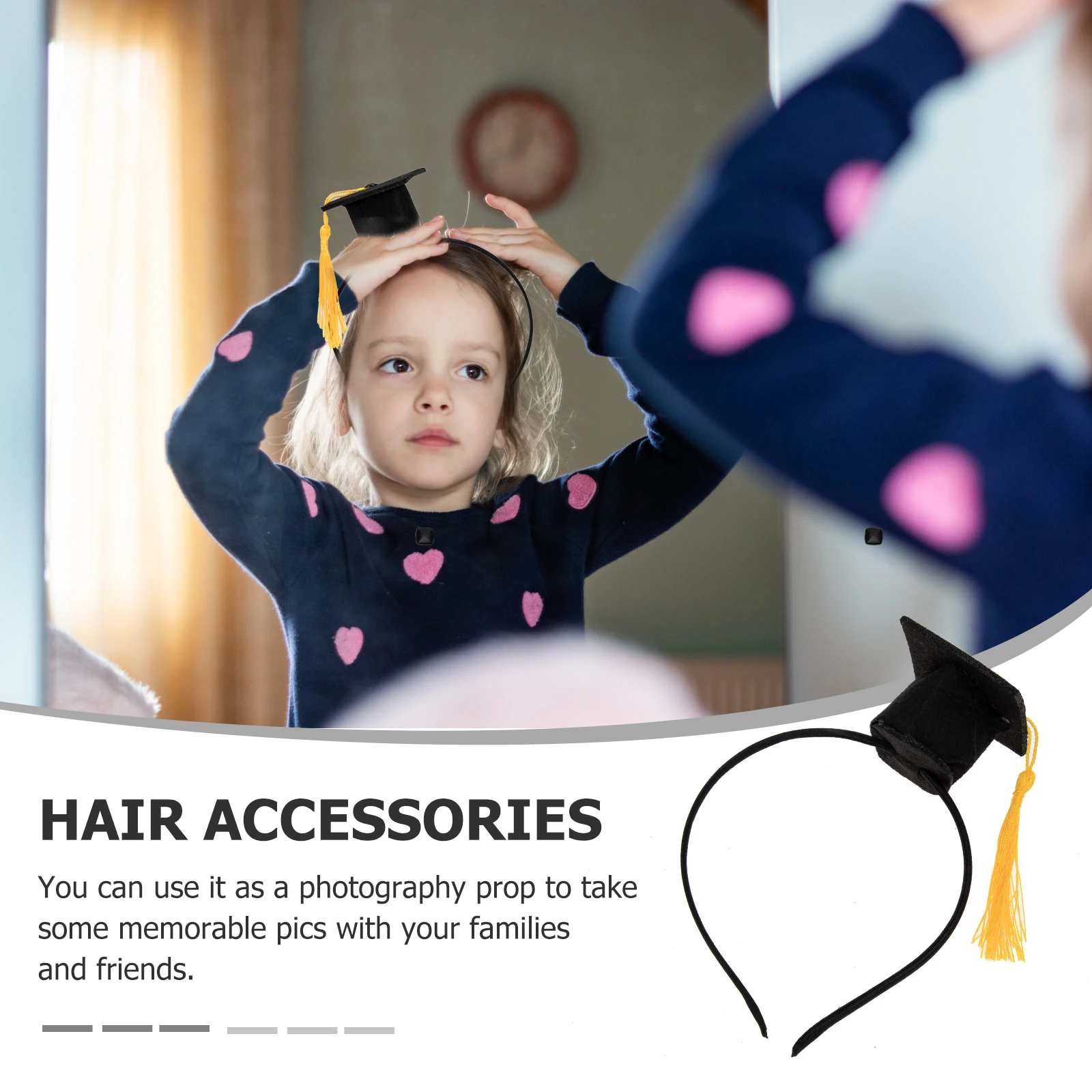 

2Pcs Doctoral Hat Headband Graduation Party Creative Bachelor Cap Hair Hoop Unique Tassel Hair Accessories Party Headdress