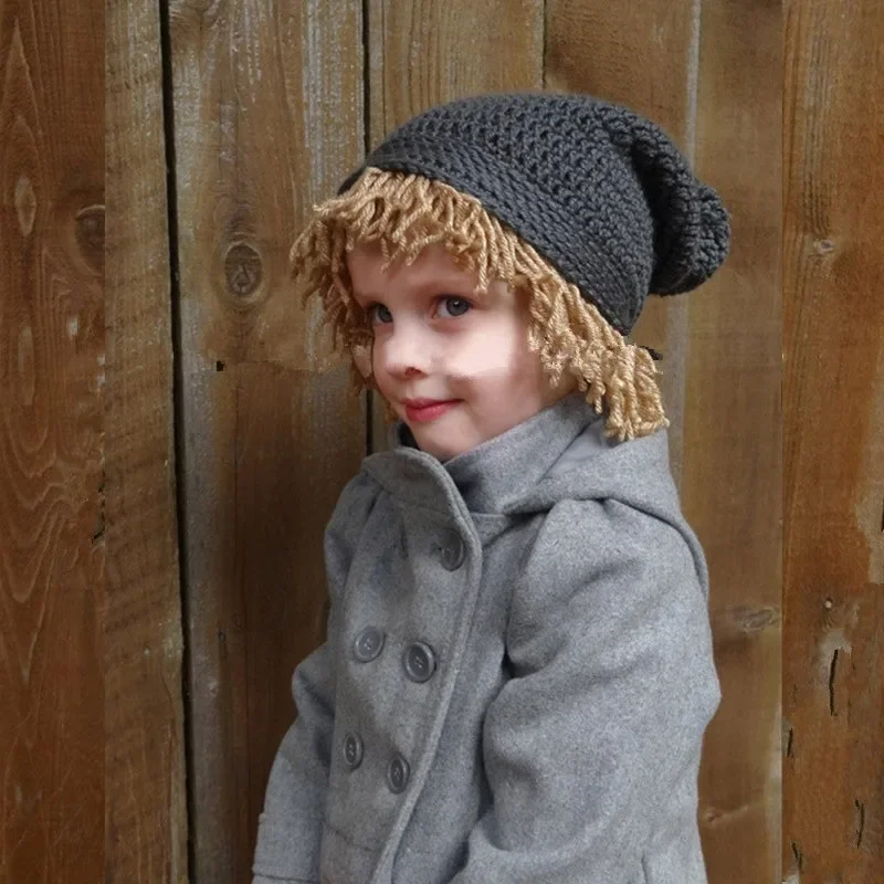 New Boys One Piece Autumn Winter Wig Hat Sweater Warm Fashion Soft All-match Outdoor Street