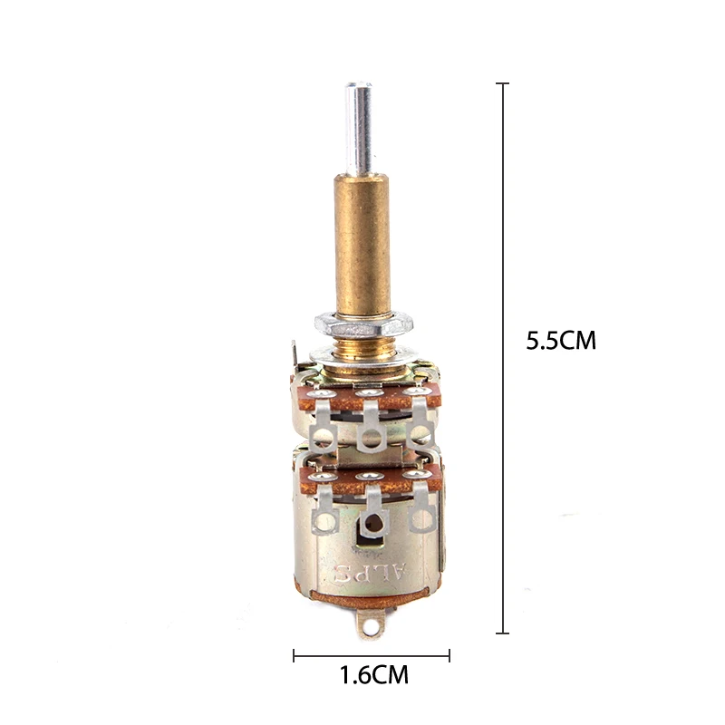 16-Typ-Doppelwellenpotentiometer mit Schalter A50K B50K Schaftlänge 30 mm