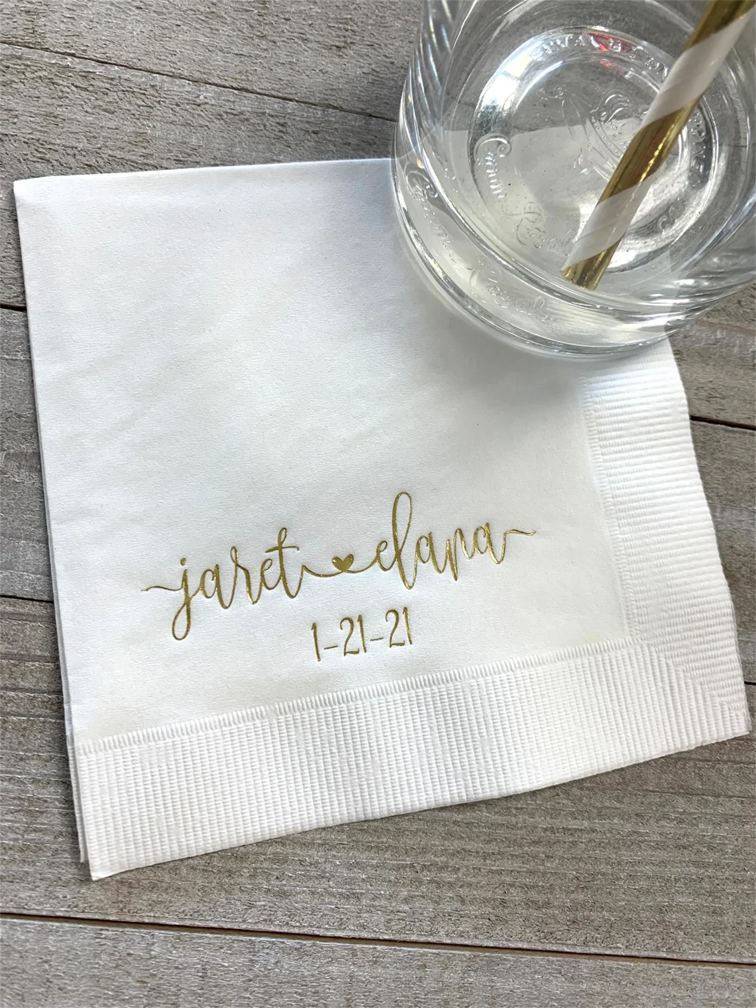 50 PCS Personalized Wedding Napkins Personalized Heart Connected Monogram Wedding Napkins Custom Bar Napkins Reception LOTS of C