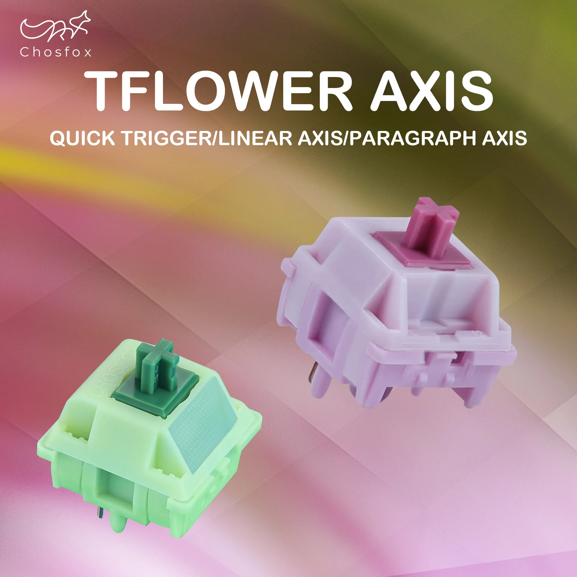 

CHOSFOX Flower Green Pink V2 Switch Tactile Switch Mechanical Keyboard Linear Tactile 5Pin Hot Swap PA66 Pre Lubed POM Fast Trig
