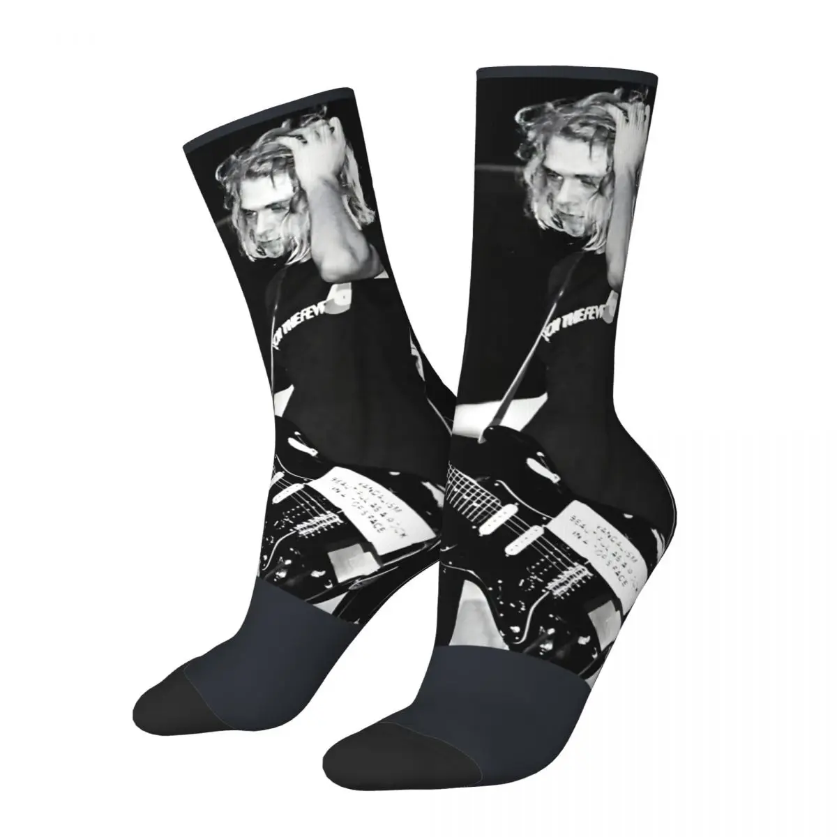 Crazy Band American Sock for Men Hip Hop Harajuku Kurt-Cobain Happy Quality Pattern Printed Boys Crew Sock Novelty Gift fugees