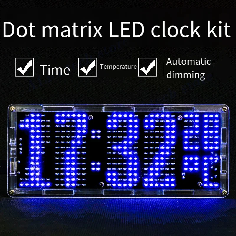 LED Dot-matrix Clock Kit 51 Single-chip Microcomputer Optically Controlled Electronic Clock DIY Parts