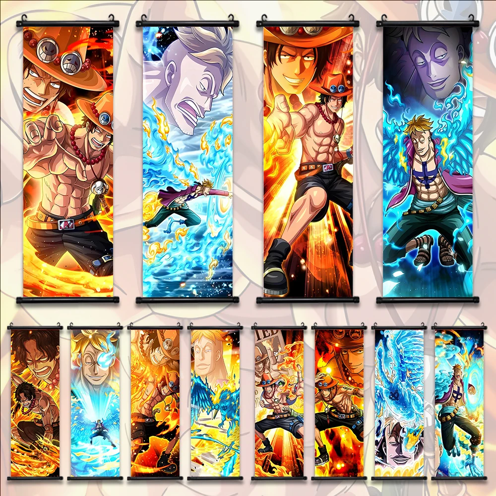 

ONE PIECE Ace Anime Poster Hanging Scroll Comic Whitebeard Wallpaper Wall Artwork Canvas Marco Decor Home Decoration Art Gift