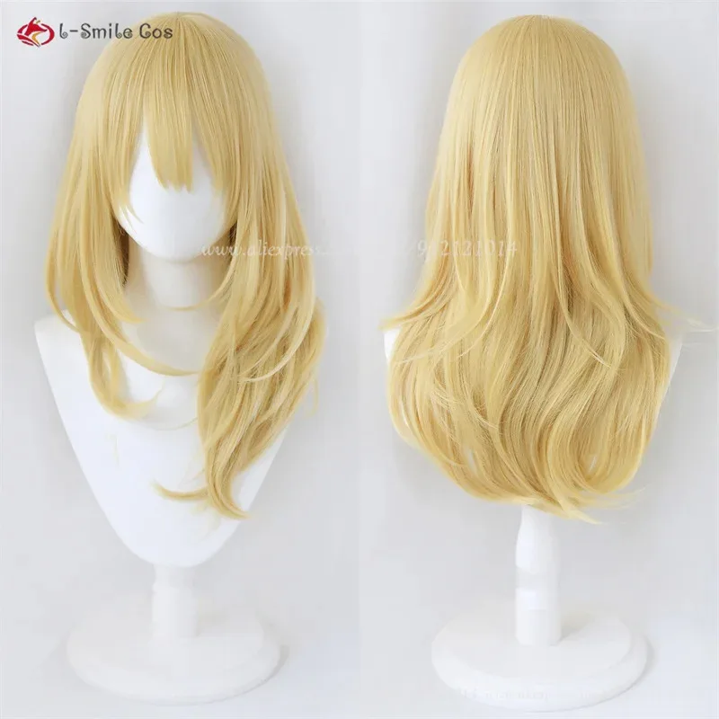2025 أنيمي سانو تأثيري 65 سنتيمتر طويل الذهبي الأشقر الضفيرة إيما الشعر مقاومة للحرارة هالوين كرنفال دور اللعب النساء شعر مستعار + واي