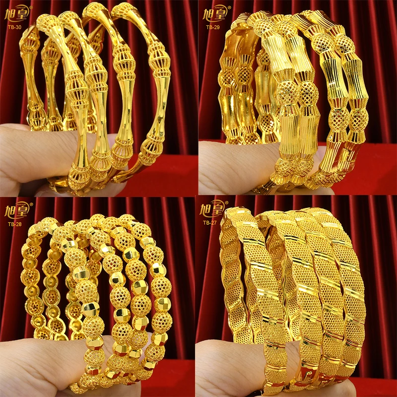 

Dubai Gold Color Copper Alloy Bracelets Classic Hollow Design Bangles Saudi Arabia Bride Wedding Gifts Wholesales