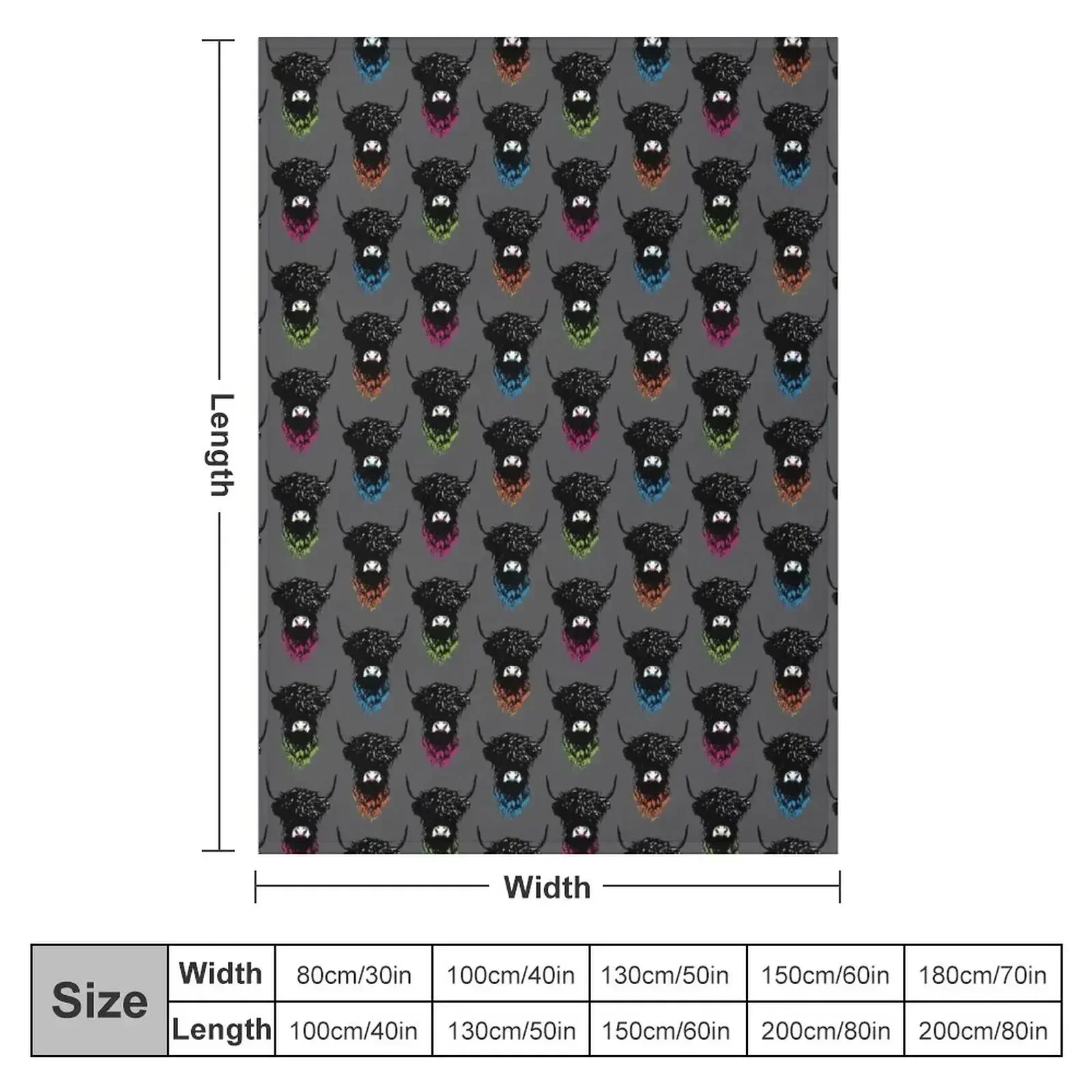 Hamish Multicolour - on Dark Grey Throw Blanket couch cozy soft plush fuzzy picnic outdoor blanket