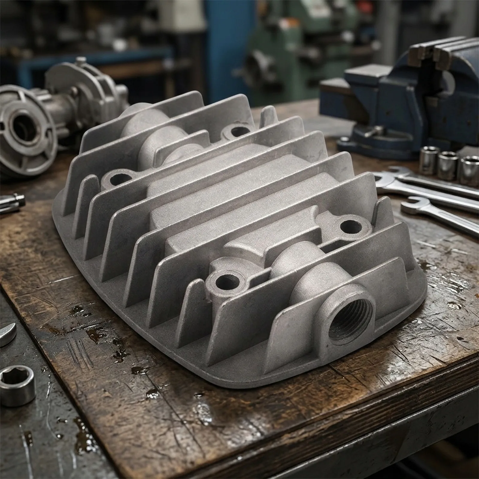 Metal Air Compressor Cylinder Head Cover Aluminum Fitting For Pneumatic Driving Systems With Performance