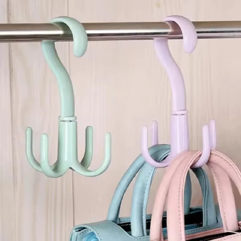 360° Rotated Four-Claw Hook Multi-Purpose Movable Hook Rotatable Hanging Bag Hat Scarf Dormitory Storage Punch-Free